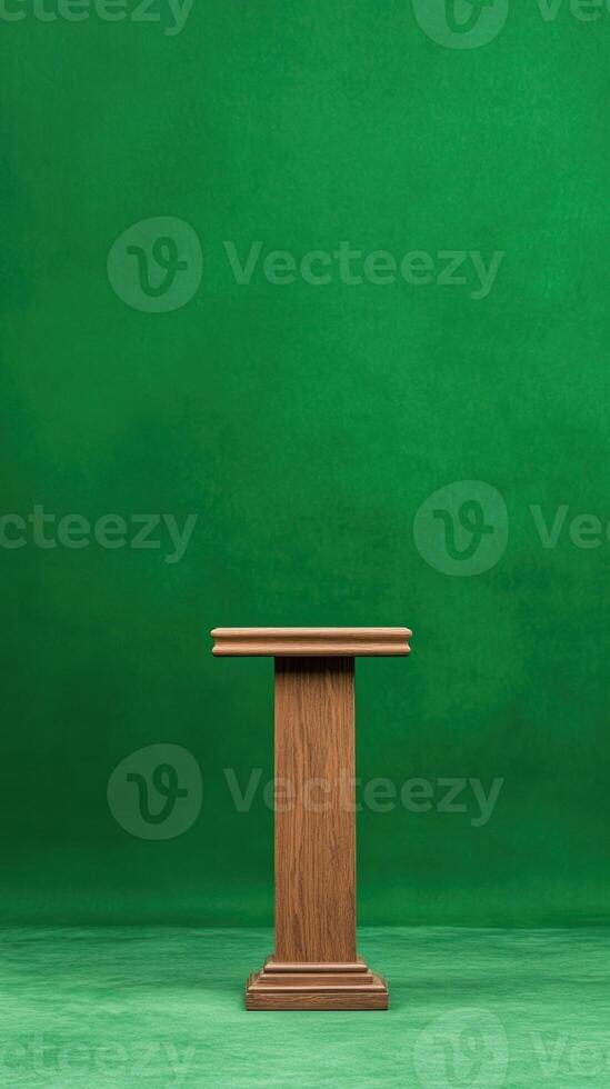 Green Screen Podium for Political Debate with Fact Checking Potential in Studio Setting for Public Speaking or Broadcast Design photo