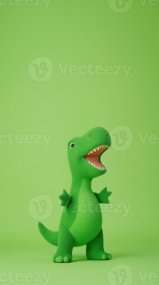 Green Screen Dinosaur in Childrens Music with Animated Character for Creative Projects and Entertainment photo