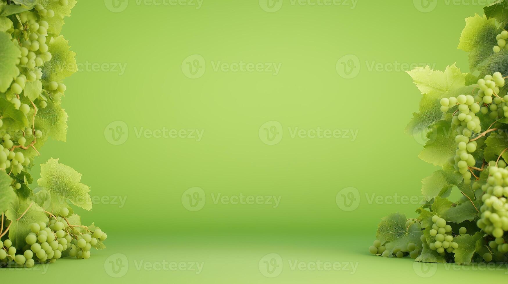 Green Screen Backdrop with Vineyard and Grape Leaves for Wine Tasting Scene in a Lush Greenery Setting photo