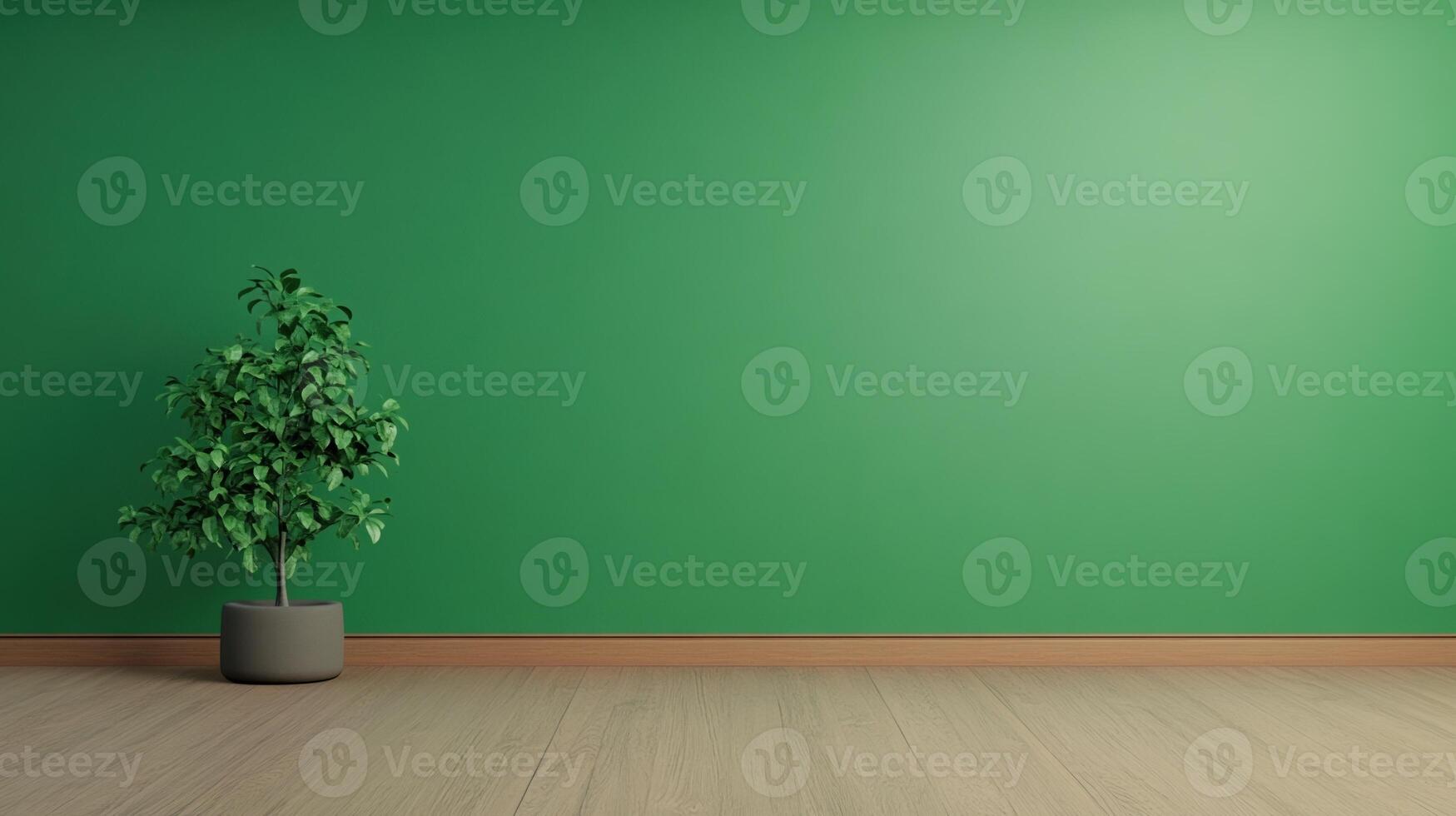Minimalist Martial Arts Dojo with Green Fusion Screen Wall and Plant in a Tranquil Setting Suitable for Design and Meditation Concepts photo