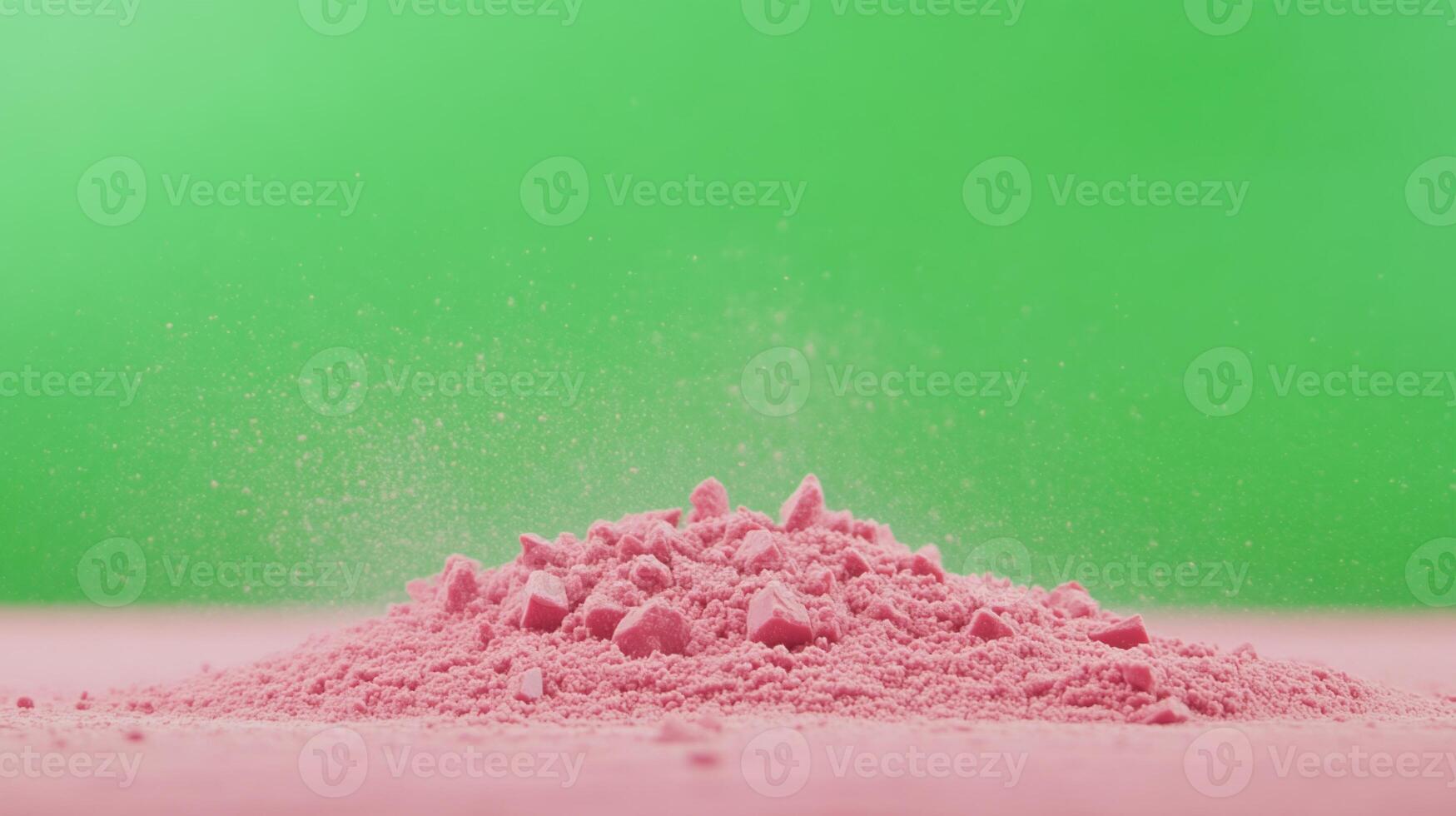 Pink Chocolate Powder on Green Screen Background for Food Photography and Design Concepts photo