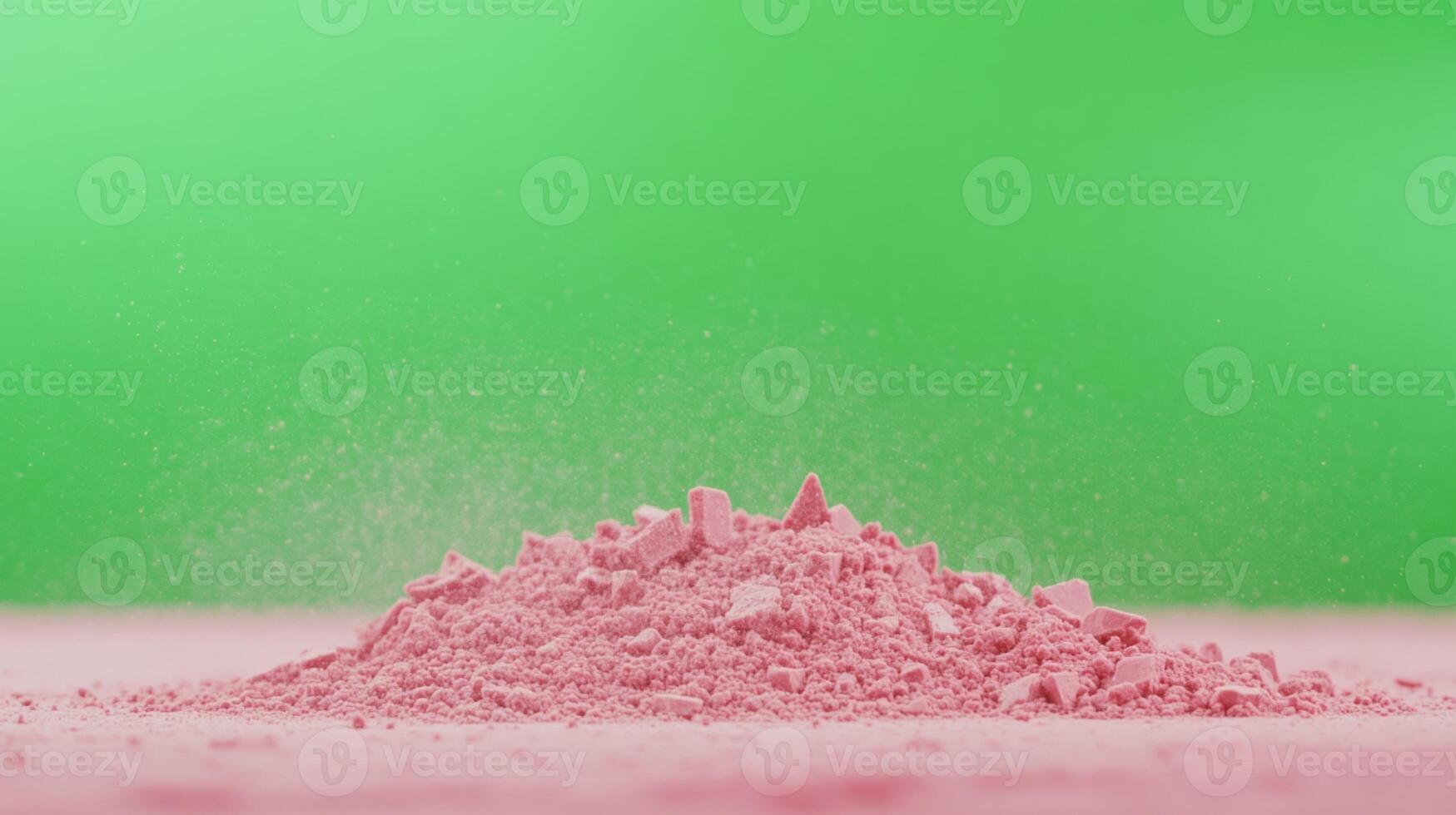 Vibrant Pink Chocolate Powder on Green Background for Creative Food Photography and Design Concepts photo