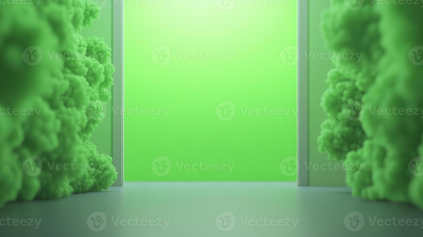 Green Screen Projected in Laboratory Cleanroom Door Creating Futuristic Sci-Fi Atmosphere photo