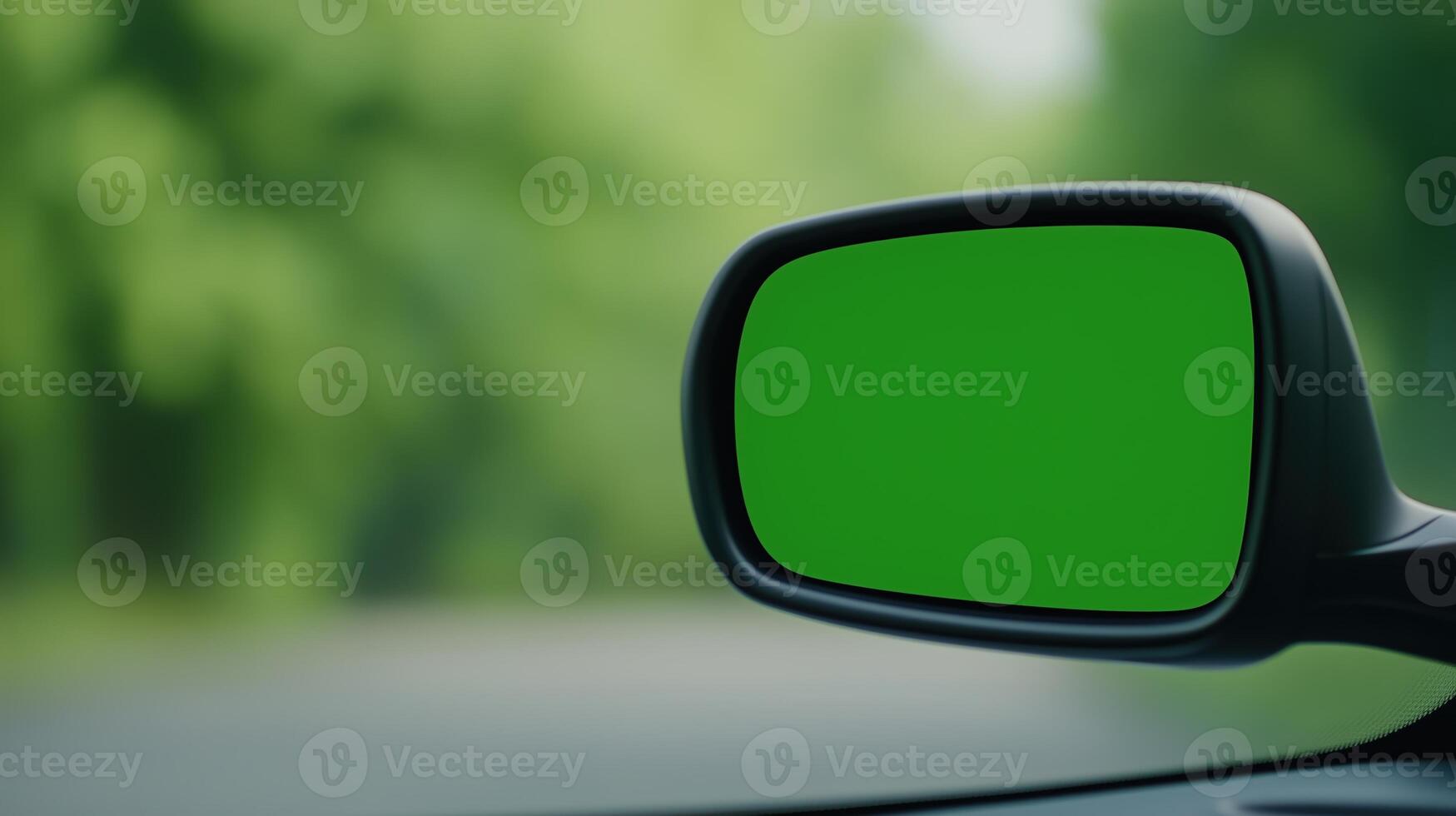 Green Screen Car Rearview Mirror for Creative Editing and Editing Concepts in Automotive Visualization and Production photo