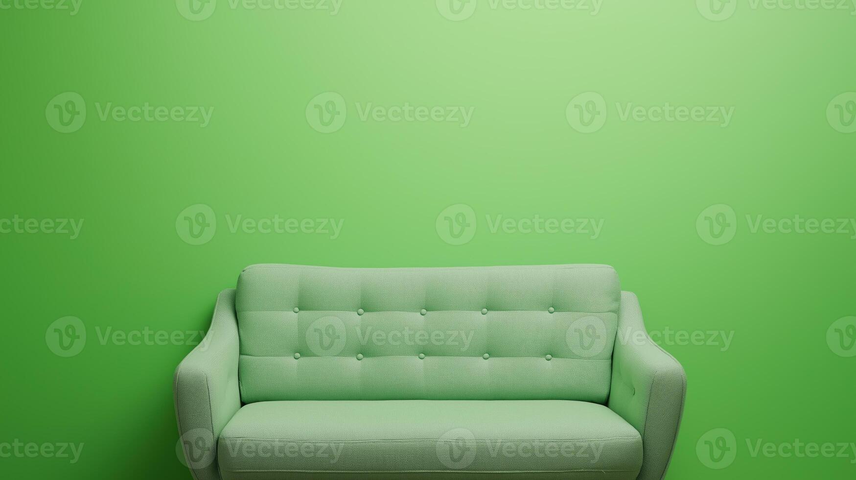 Cozy Reading Nook with Green Screen Wall for Relaxing and Dynamic Content Creation, Featuring Comfortable Armchair in Minimalist Style, Blending Calm and Creativity in a Harmonious Space photo