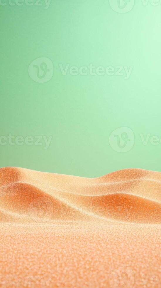 Sandy Desert Dune With Holographic Effect Against Soft Green Sky Minimalistic Nature Landscape photo