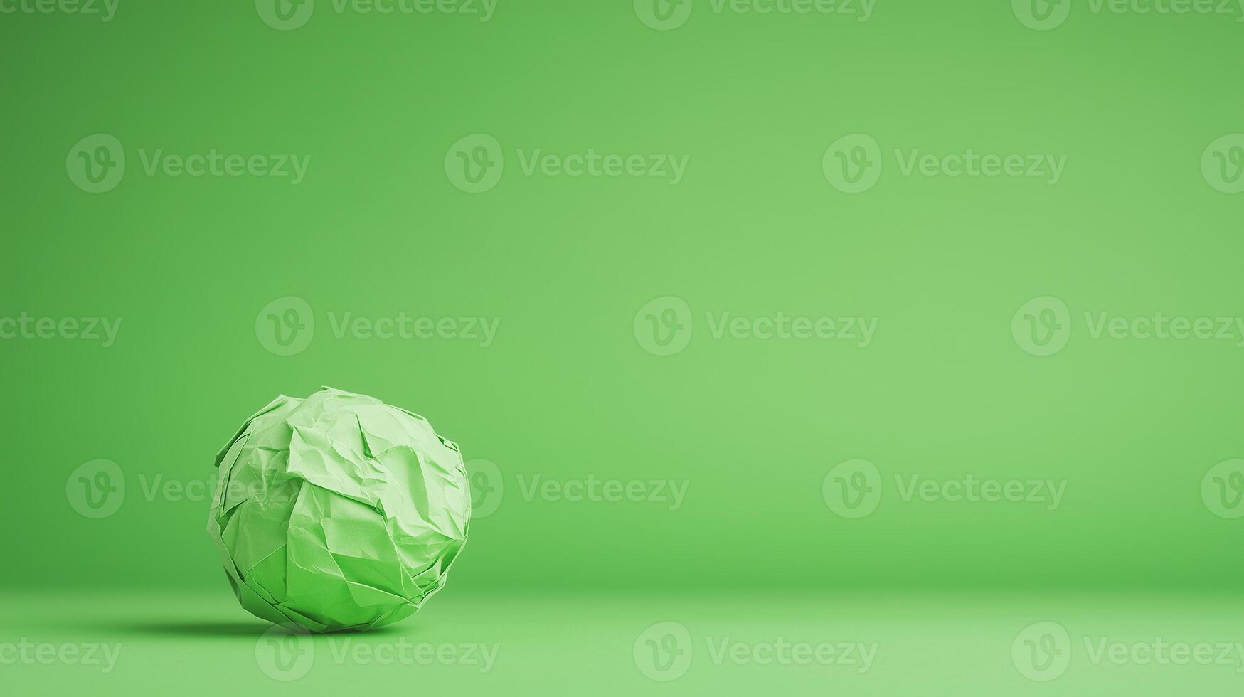 Stop Motion Paper Ball Unwrapping on Green Background, Creative Design Concept, Minimalist Style, Art and Craft, Green Aesthetic, Focus on Innovation and Simplicity, Modern Design Ideas photo
