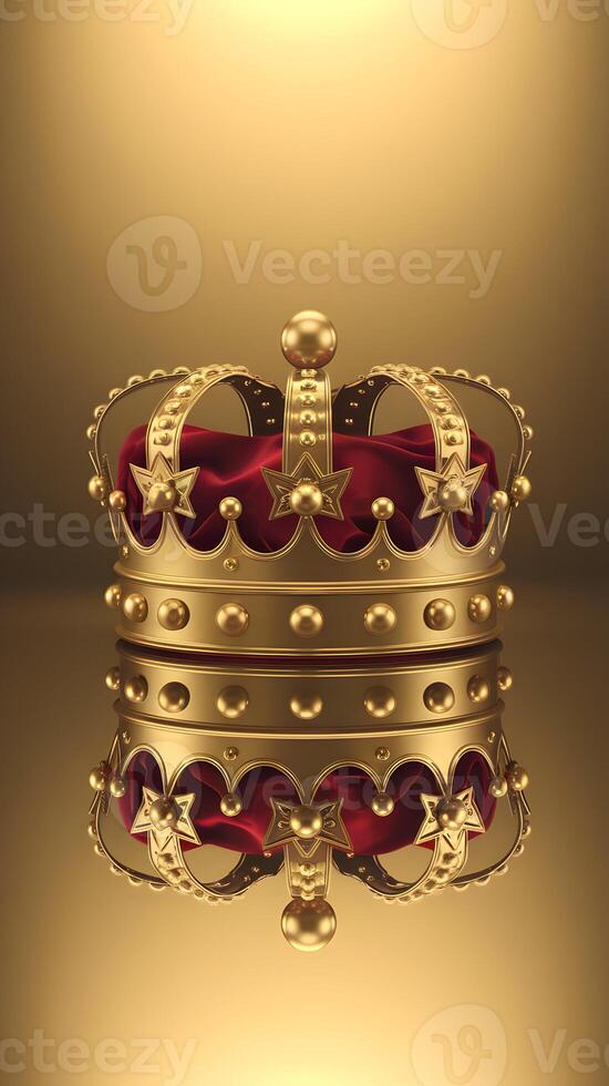 Crown with bulbs on golden background, royal elegance highlighted Vertical Mobile Wallpaper photo