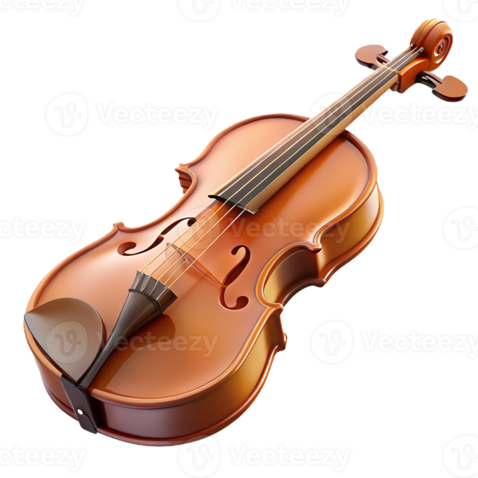 3D Render of a Brown Violin png
