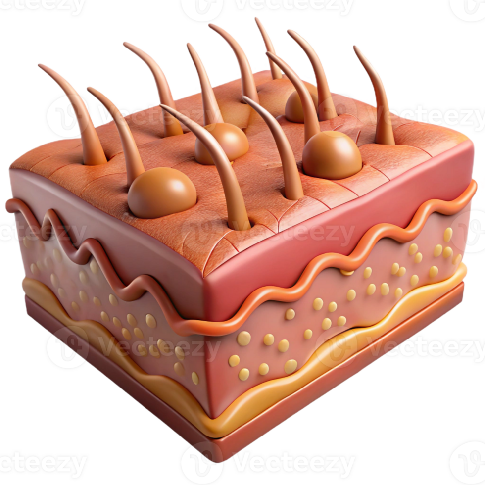 3D Model of Human Skin Layers png