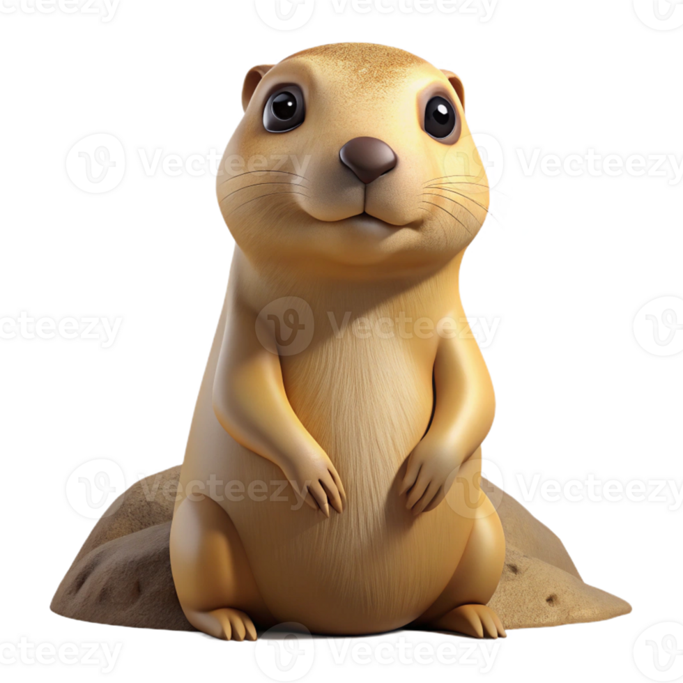 Cute Cartoon Prairie Dog 3D Render png