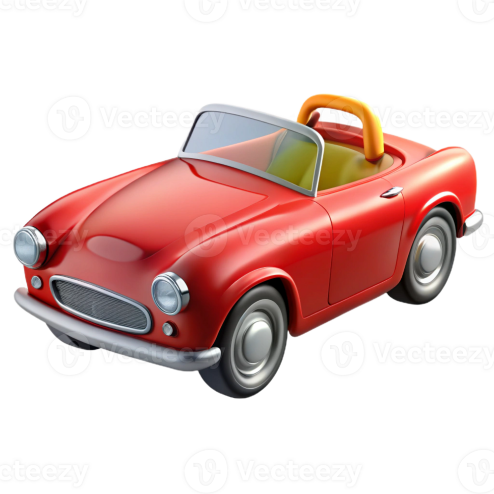 Red Convertible Toy Car 3D Render png