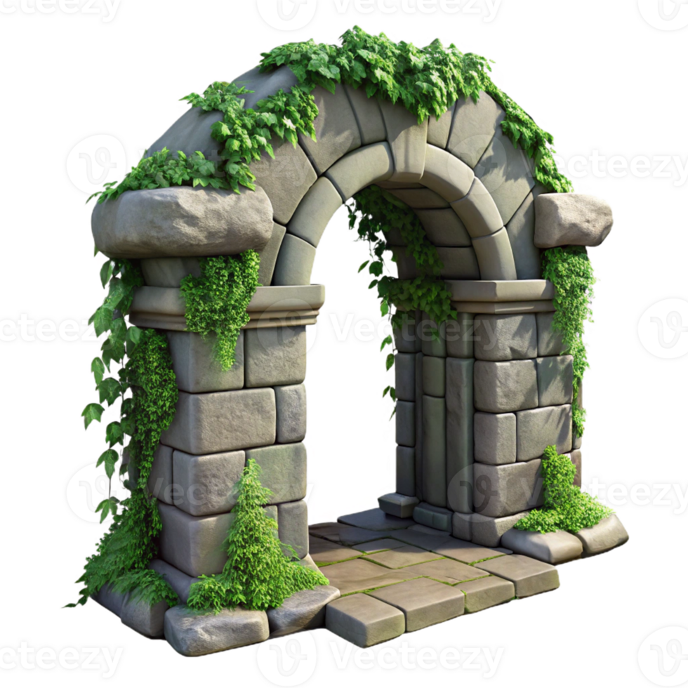 Stone Archway with Vines 3D Model png