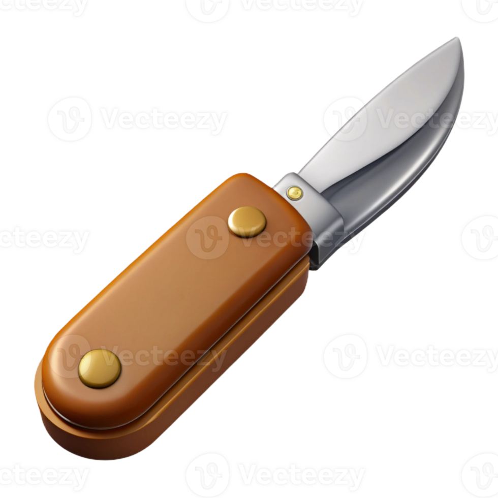 Brown Folding Pocket Knife 3D Render png