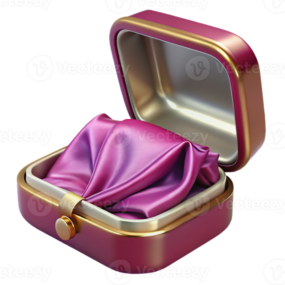 3D Render of an Open Gift Box with Pink Satin png