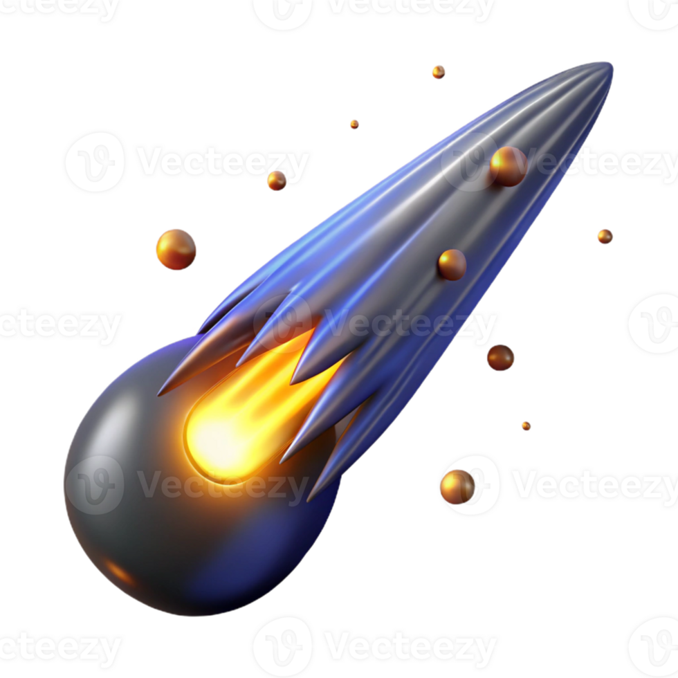3D Render of a Blazing Comet png