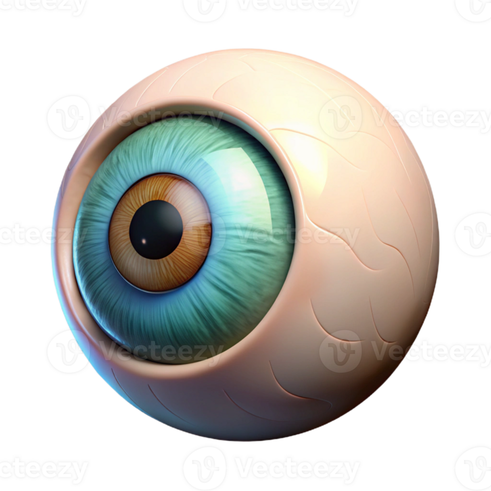 3D Rendered Eye with Teal Iris png