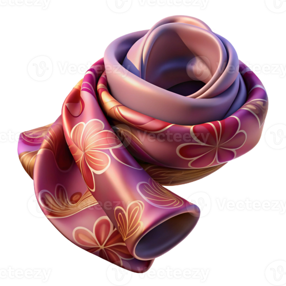 Floral Pattern Scarf 3D Render png