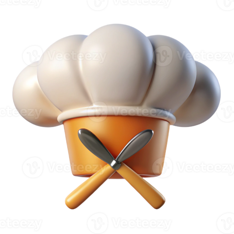 3D Chef Hat and Utensils Icon png