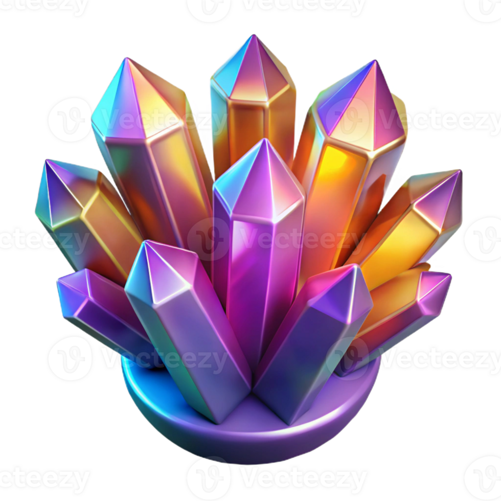3D Iridescent Crystal Cluster png