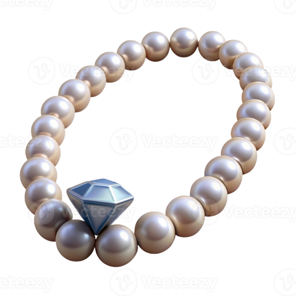Pearl Necklace with Diamond Accent png