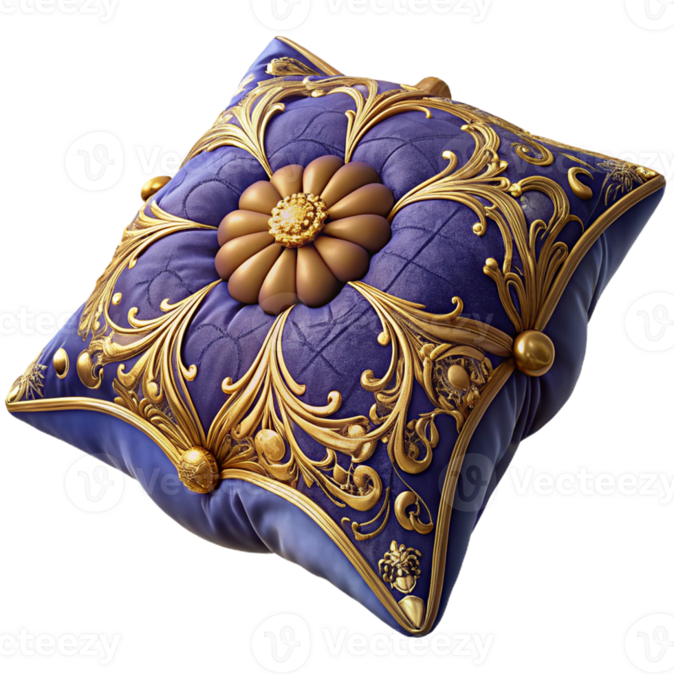 Ornate Pillow with Gold Embellishments png