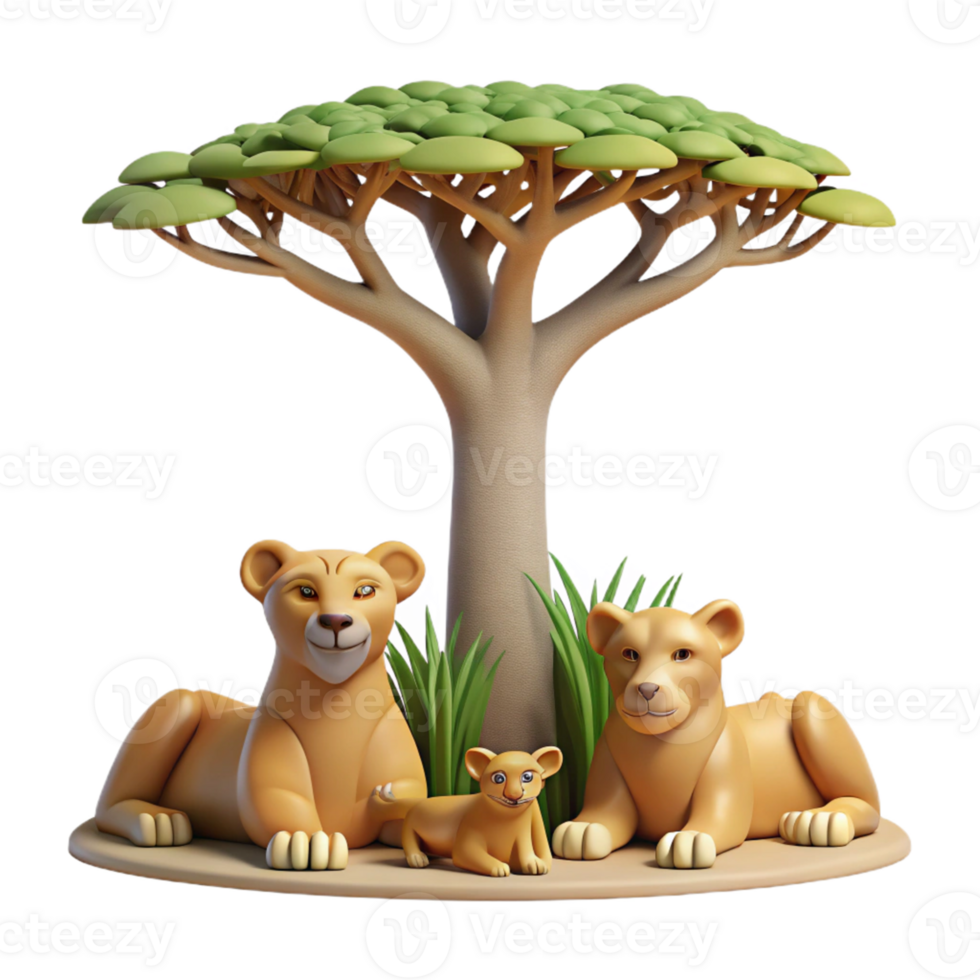 Lion Family Under Tree png