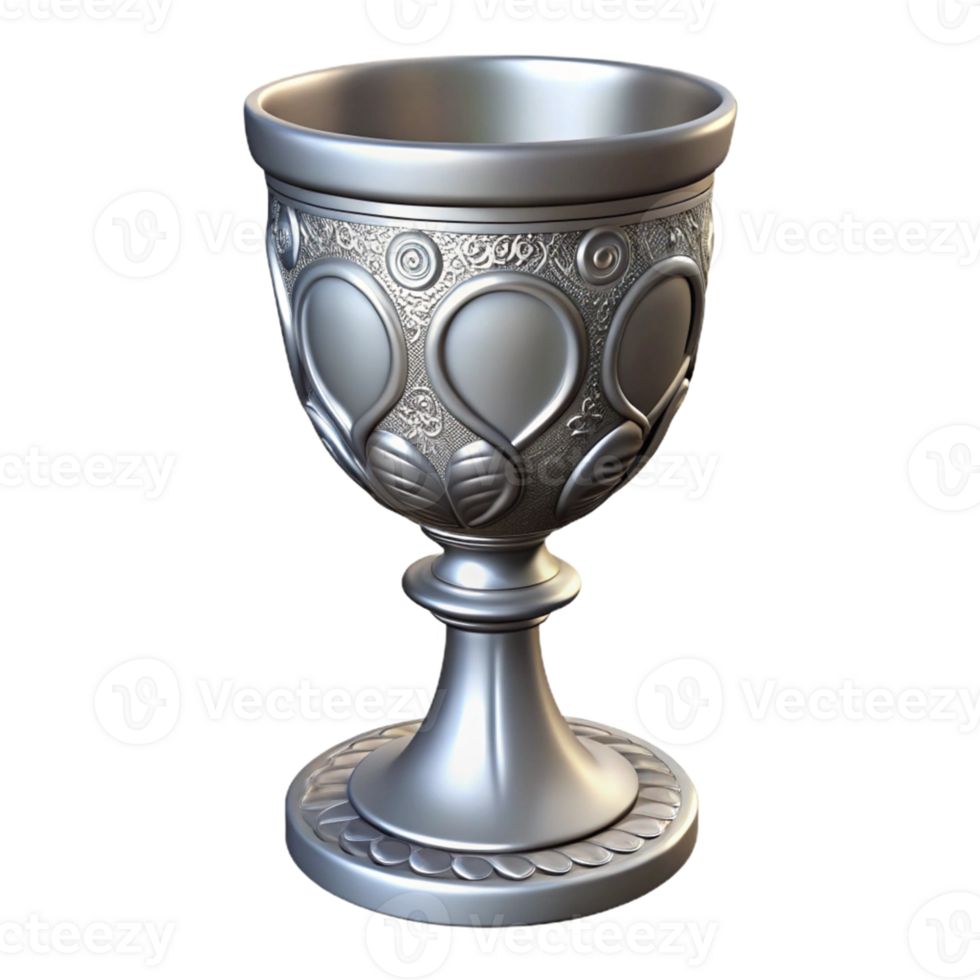 3d Rendered Silver Goblet with Ornate Design png