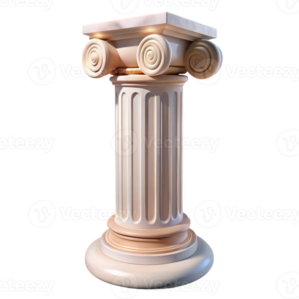 3D Rendered Column with Flutes png
