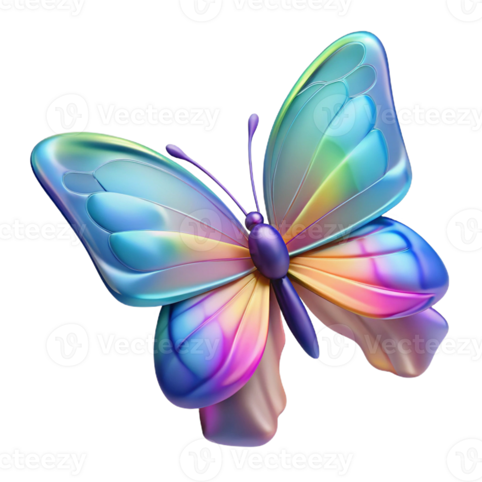 3D Abstract Butterfly with Rainbow Colors png