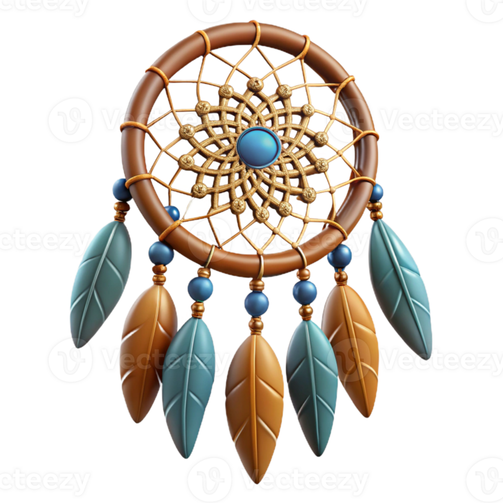 3D Dreamcatcher with Feathers and Beads png