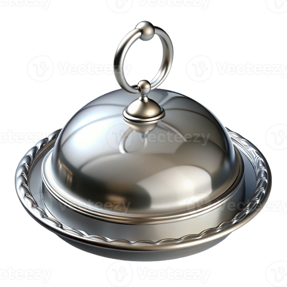 Silver Serving Dish with Dome Lid png