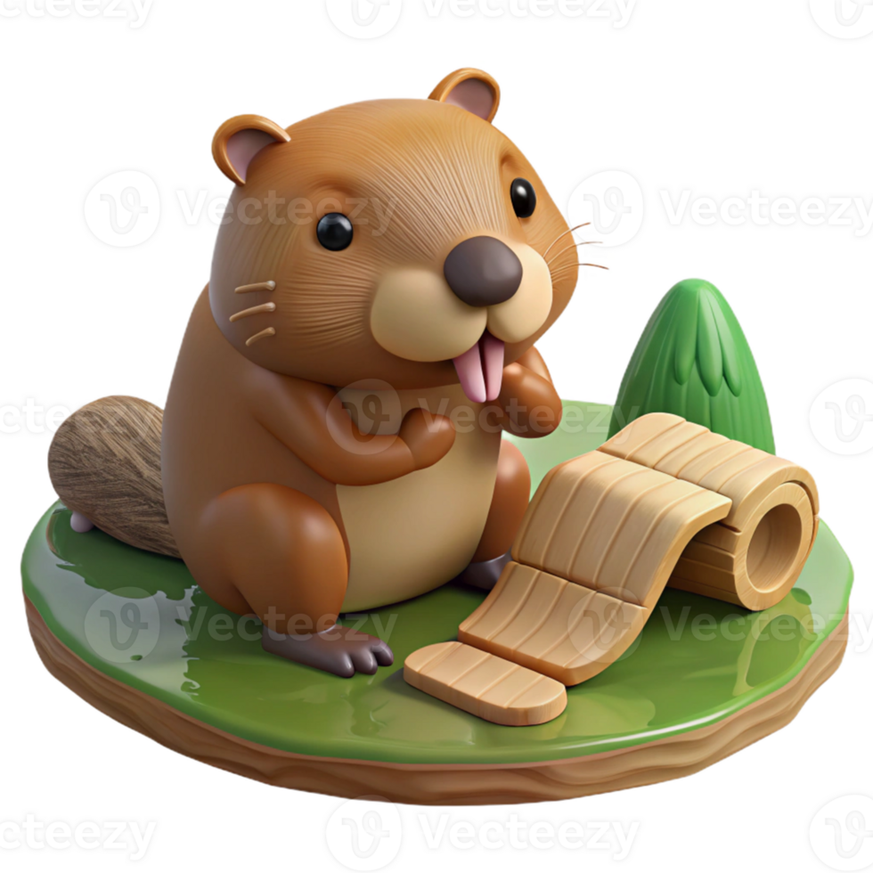Cute 3D Beaver Model png