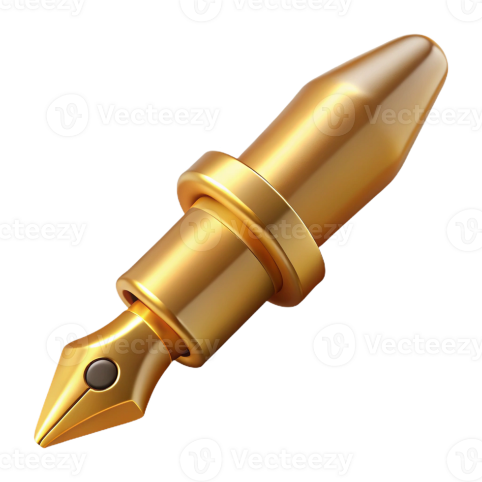 Golden Quill Pen 3D Render png