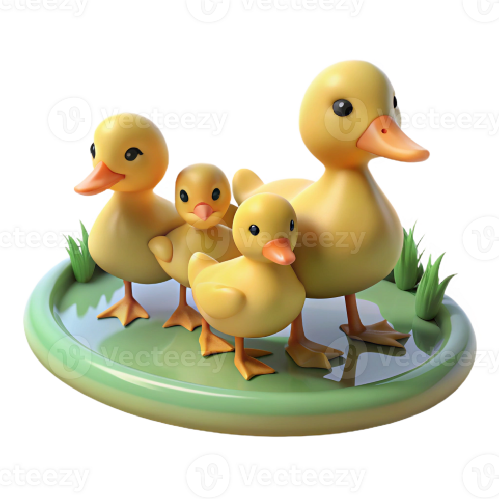 Cute Duck Family in Pond png
