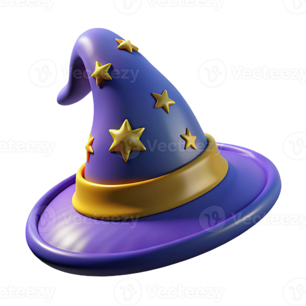 3D Render of a Purple Wizard Hat png