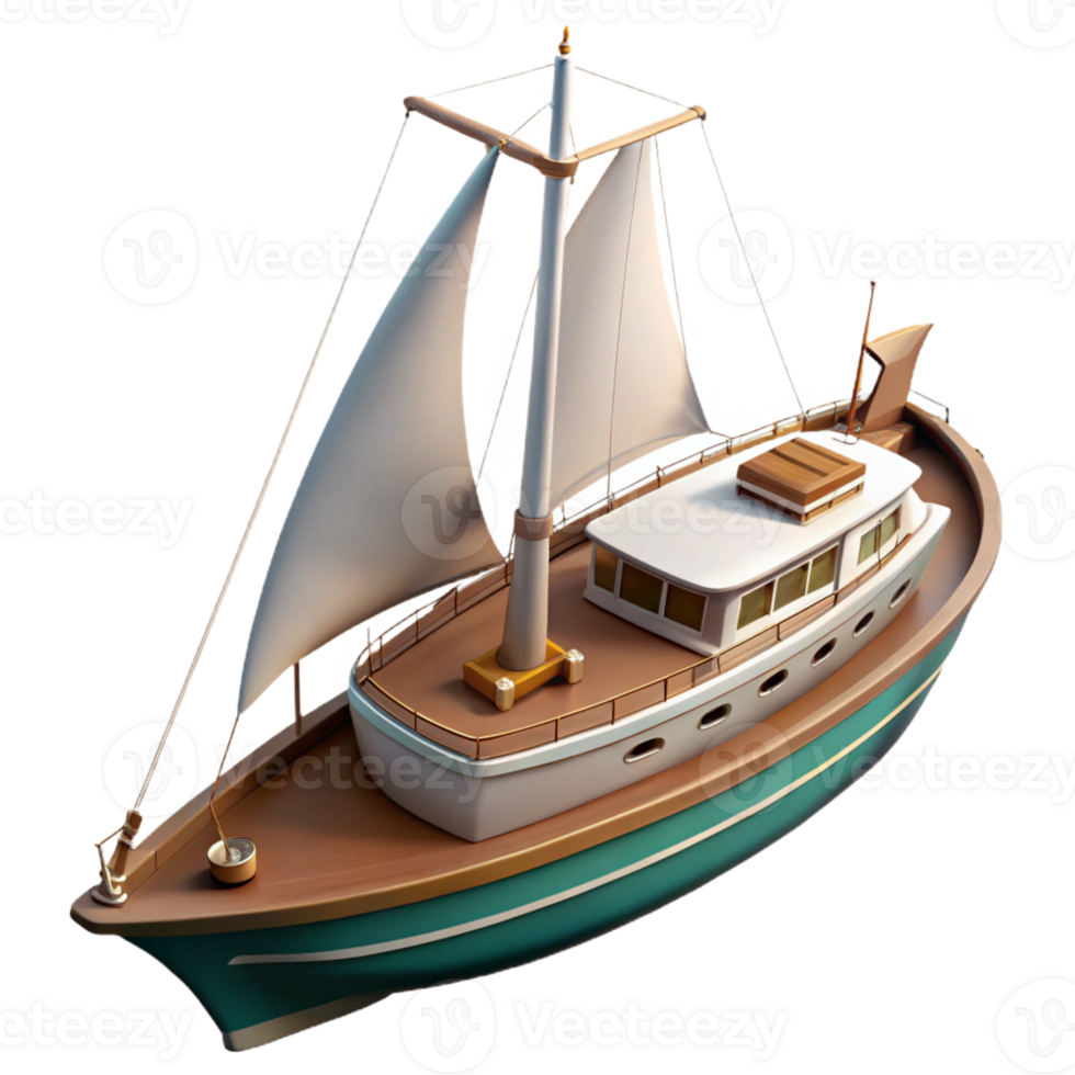 3D Render of a Small Sailboat png