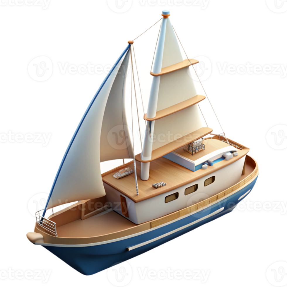 3D Render of a Sailboat png