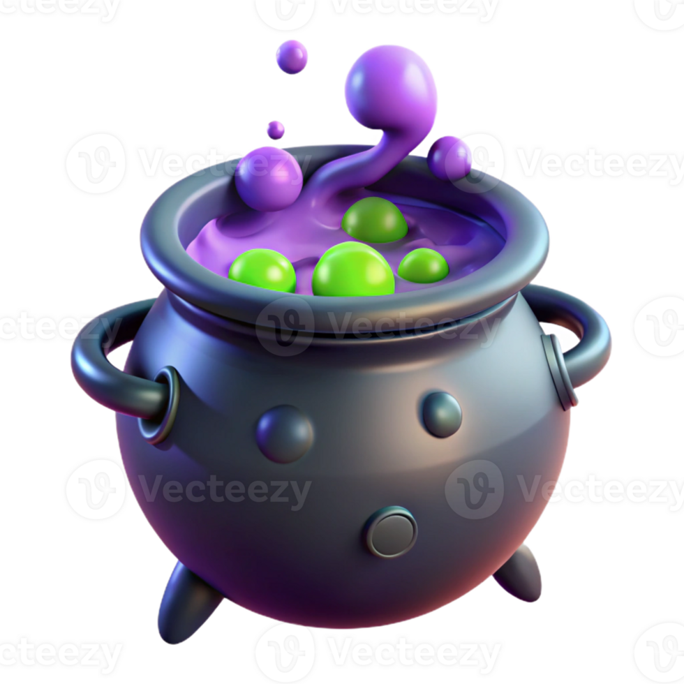 3D Render of a Black Cauldron png