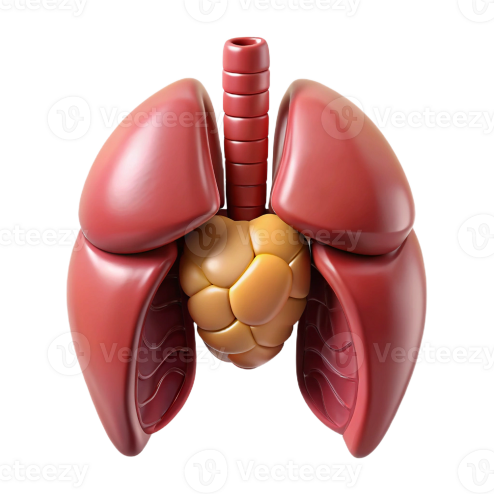 3D Render of Human Lungs and Heart png