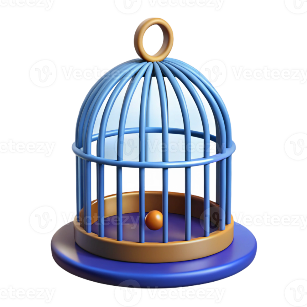 Blue Birdcage with Orange Sphere png