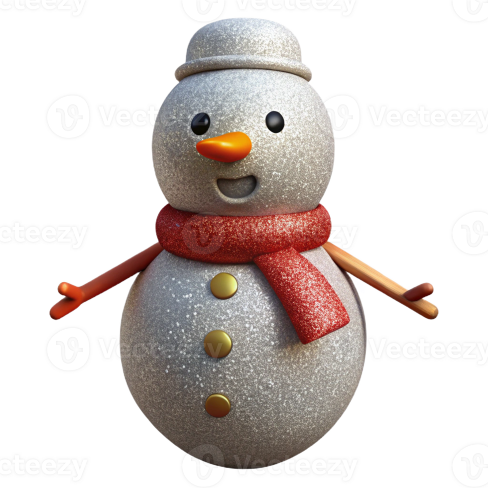 Smiling Snowman with Red Scarf png