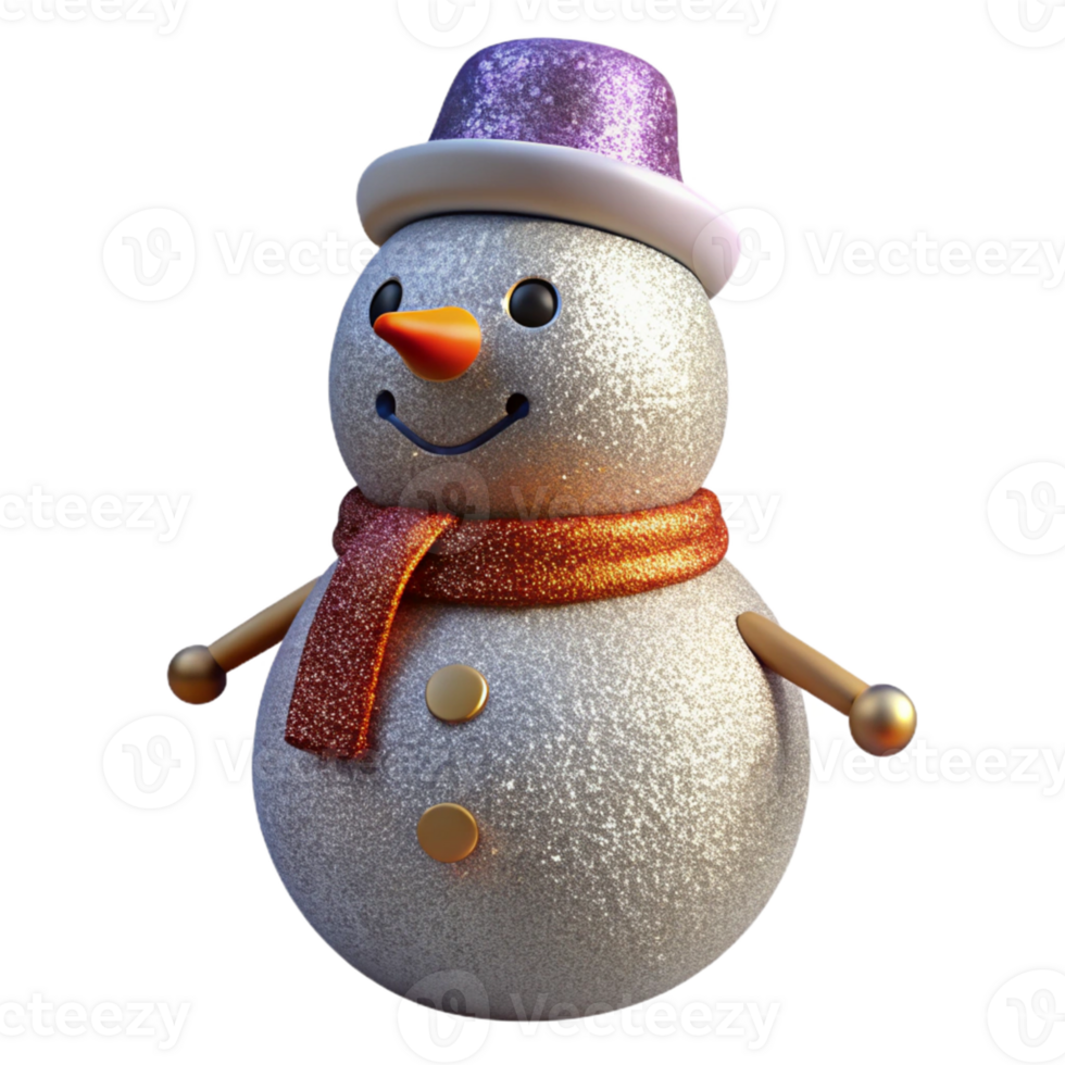 Smiling Snowman with Glitter png