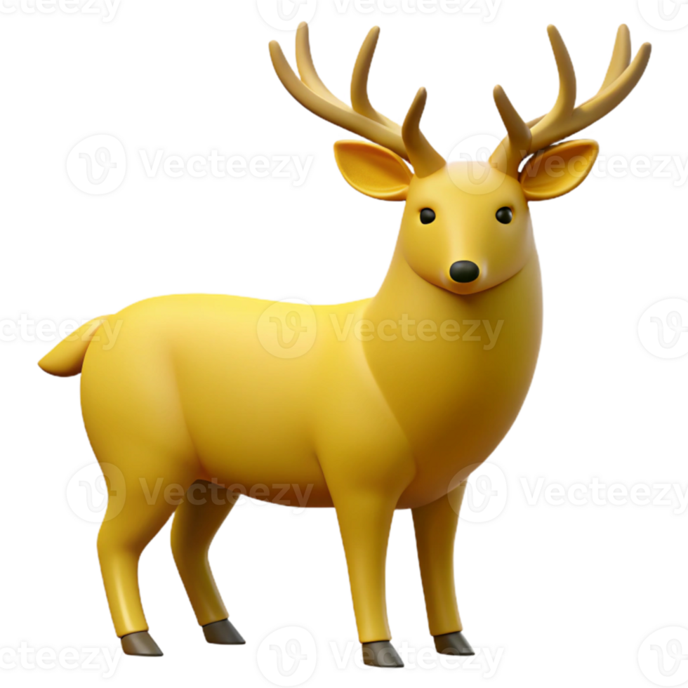 3D Rendered Yellow Deer Model png