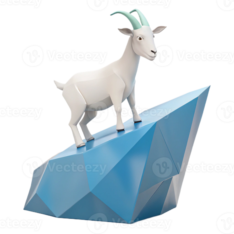 Goat on a Blue Geometric Shape png