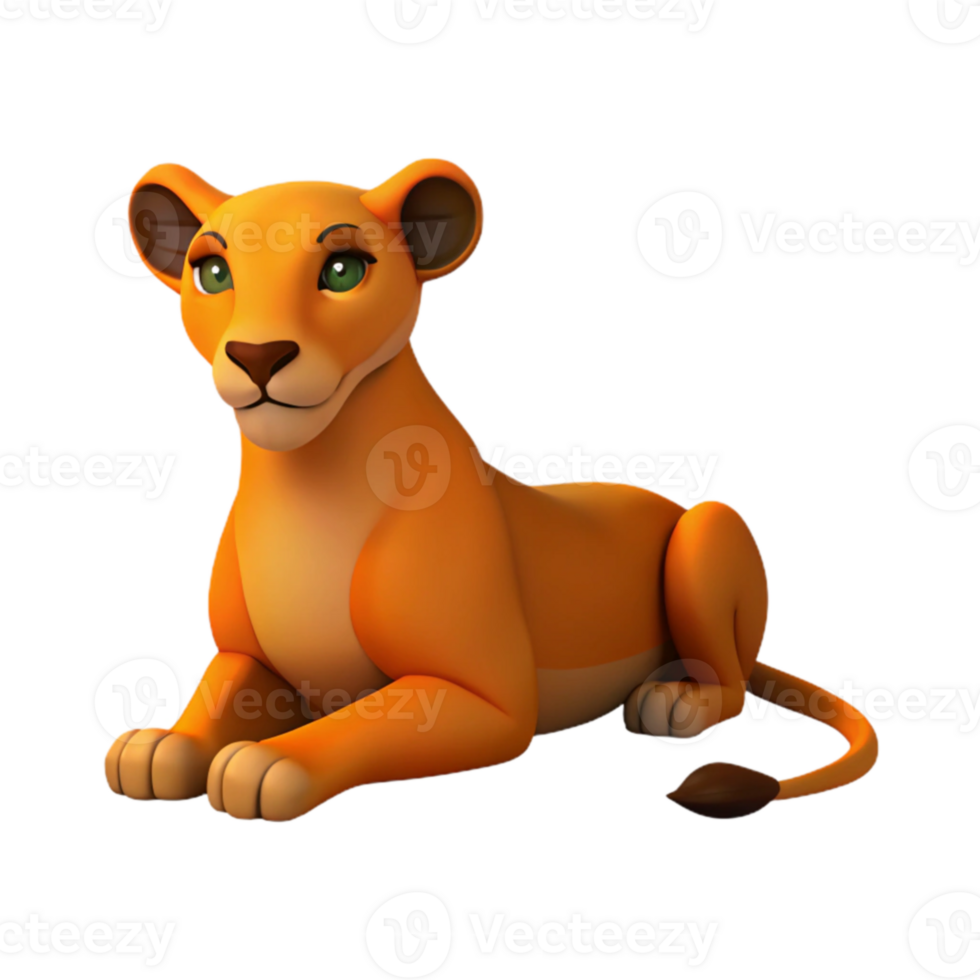 3D Lioness Model with Green Eyes png