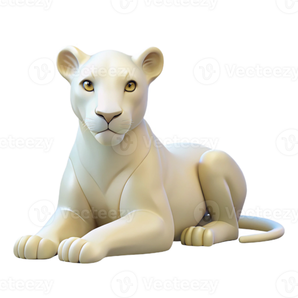 White Lion Cub 3D Render png