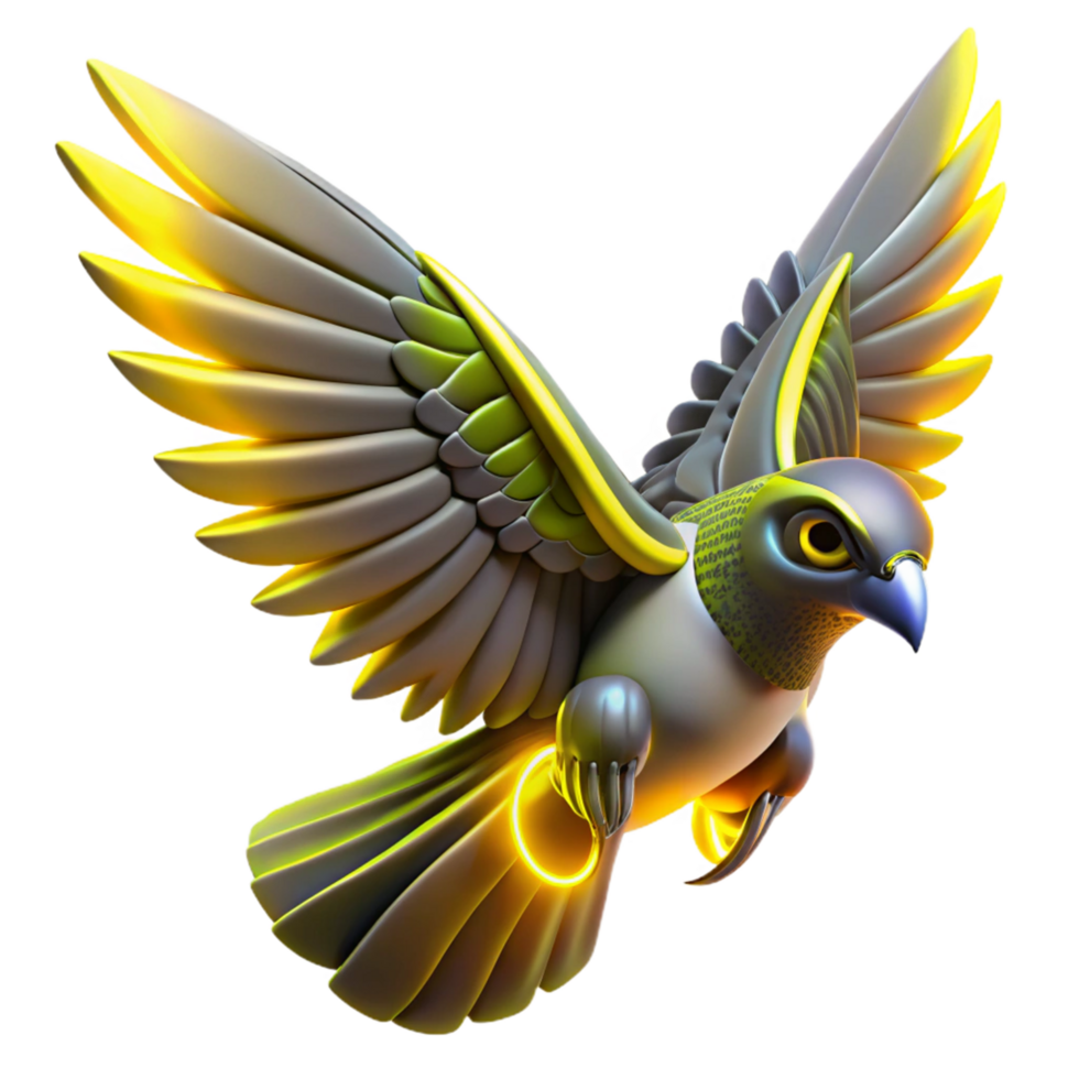 Glowing 3D Bird Illustration png