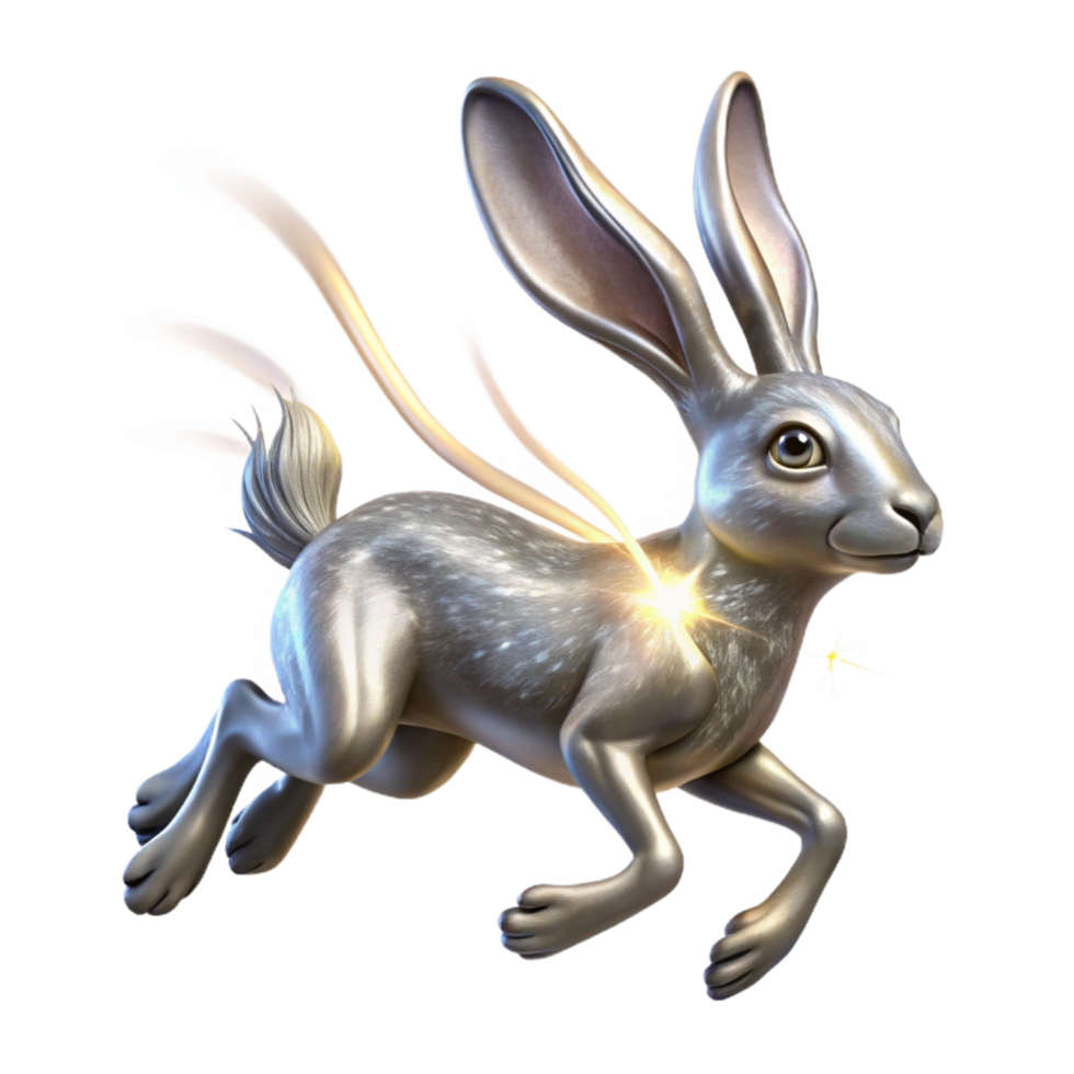 Metallic Hare in Flight png