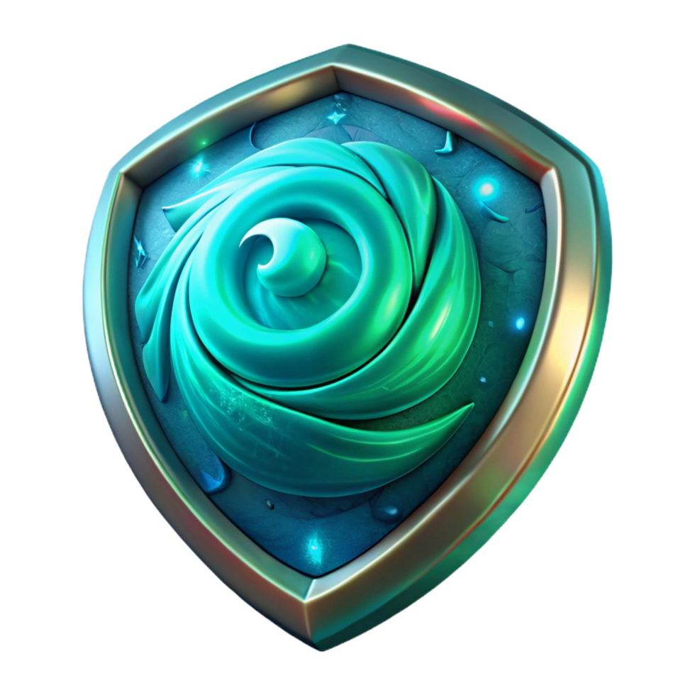 Aqua swirl shield emblem png